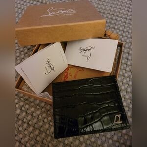 Christian Louboutin Black Croc-Embossed Cardholder/ Unisex